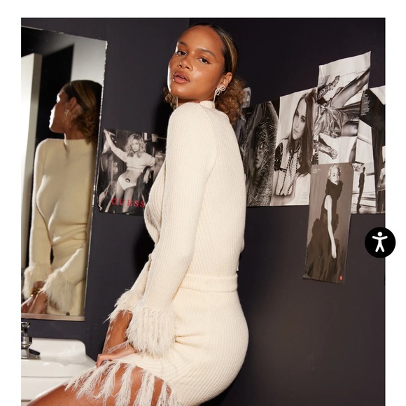 Cream Asymmetrical Skirt with Fringe - Picture 5 of 6